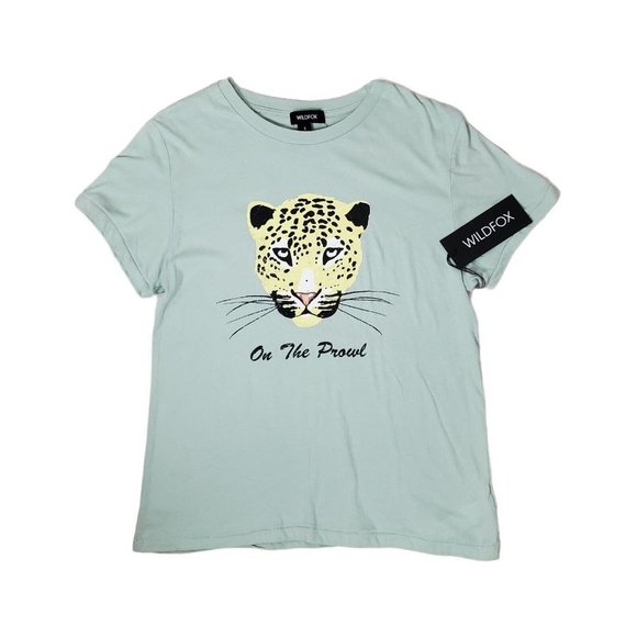 Wildfox Tops - Wildfox On the Prowl Keke Tee Short Sleeve Graphic T Shirt Top Womens Small NEW